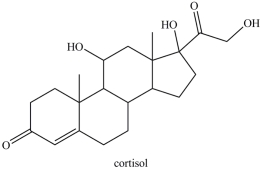 Cortisol is an anti-inflammatory agent that also regulates carbohydrate metabolism. Cortisol contains a primary alcohol, a secondary alcohol, and a quaternary alcohol.  