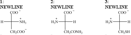 Which Fischer projections represent naturally-occurring amino acids?   A) only structure 1 B) only structure 2 C) structures 1, 2, and 3 D) structures 2 and 3