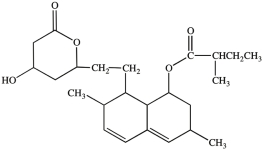 Lovastatin (structure shown) was the first statin drug to be marketed and used for lowering blood cholesterol. How many chirality centers are present in lovastatin?   A) 4 B) 7 C) 8 D) 9 E) There are more than ten (10) chirality centers in lovastatin.