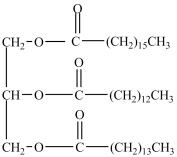 The compound below is an example of a simple triacylglycerol.  