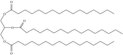 The triacylglycerol shown below is expected to be a liquid at room temperature.  
