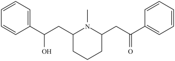 Lobeline (structure shown) is a natural alkaloid found in a number of plants including  Indian tobacco  (Lobelia inflata) and  Devil's tobacco  (Lobelia tupa) . Lobeline has been used as a smoking cessation aid. How many trigonal planar carbon atoms are in lobeline?   A) 9 B) 10 C) 13 D) 21 E) 22