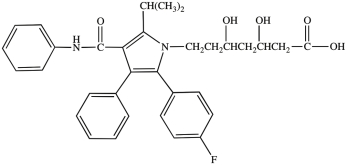Atorvastatin (structure shown) is the active ingredient in Lipitor, a drug classified as a statin, used for lowering blood cholesterol. Which type of nitrogen heterocycle is present in atorvastatin?   A) pyridine B) pyrrole C) pyrrolidine D) piperidine