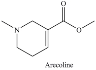 Arecoline is used in veterinary medicine to treat parasitic worms. Which of the following correctly describes the types of functional groups present in Arecoline?   A) amide, ether, alkene B) ester, amine, aromatic C) alkene, ketone, amide D) amine, alkene, ester