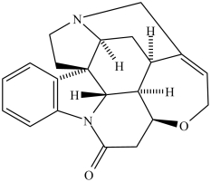 Strychnine (structure shown)is a very toxic alkaloid used as a pesticide. There are two amine groups in strychnine.  