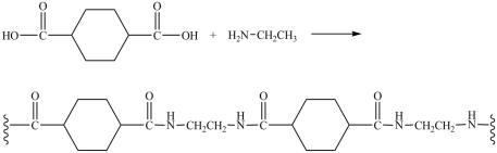 The polyamide product shown is the result of the polymerization reaction between the indicated diacid and amine.  