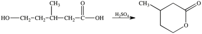 Compounds that contain both a hydroxyl group (OH)and a carboxyl group (COOH)can undergo an intramolecular esterification reaction. The lactone product shown is the result of the intramolecular esterification reaction of the indicated starting material.  