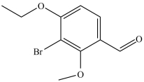 What is the name of the compound below?   A) 3-bromo-4-ethyl-2-methylbenzaldehyde B) 3-bromo-4-ethoxy-2-methoxybenzaldehyde C) 1-bromo-2-ethoxy-6-methoxy-3-benzaldehyde D) 3-bromo-4-ethoxy-2-methoxyphenal
