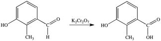 The reaction below illustrates oxidation of an aldehyde.  