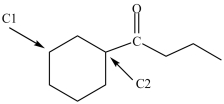 Which, if any, of the labeled carbon atoms in the compound below is a chirality center?   A) C1 is a chirality center and C2 is not a chirality center. B) C1 is not a chirality center and C2 is a chirality center. C) C1 and C2 are both chirality centers. D) Neither C1 nor C2 are chirality centers.