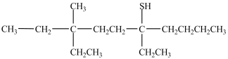 What is the IUPAC name of the compound below?   A) 3, 6-diethyl-3-methyl-8-decathiol B) 3, 6-diethyl-3-methyl-8-decanethiol C) 5, 8-diethyl-8-methyl-5-decanethiol D) 5, 8-diethyl-8-methyl-5-decathiol E) 3-butyl-6-ethyl-6-methyl-3-octanethiol
