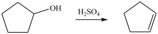 Which statement best describes the changes that occurred in the reactant in forming the alkene product?   A) An H atom and an OH group have been removed from the reactant. B) The OH group was removed from the reactant. C) The OH group was replaced by an H atom. D) Two H atoms were removed from the reactant.