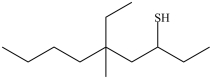 The IUPAC name of the compound below is 5-ethyl-5-methyl-7-nonanethiol.  
