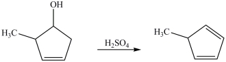 The alkene product in the dehydration reaction below is the one predicted by the Zaitsev rule.  