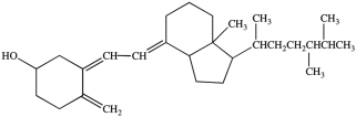 Vitamin D4 (structure shown)can be oxidized by K<sub>2</sub>Cr<sub>2</sub>O<sub>7</sub> to give a ketone.  