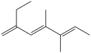 The IUPAC name of this compound is 3, 4-dimethyl-2, 4, 6-octatriene.  