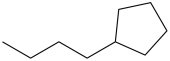 The IUPAC name of the molecule below is butylcyclopentane.  