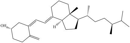 Vitamin D4 (structure shown)is a (fat/water)_____-soluble vitamin.  