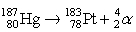The nuclear equation shown below represents which of the following processes?   A) alpha decay of platinum B) gamma emission by mercury C) alpha emission by mercury D) gamma decay of platinum