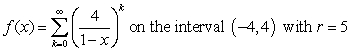 Find the power series representation (about c = 0) , the radius of convergence, and the interval of convergence.   A)    B)    C)    D)   
