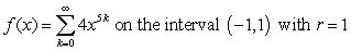 Find the power series representation (about c = 0) , the radius of convergence, and the interval of convergence.   A)    B)    C)    D)   