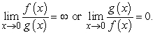 Determine which function  dominates , where we say that the function f(x) dominates the function g(x) as   if   and either   Show all work.  