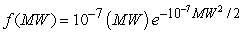 A given sample of a particular polymer will have molecules with a range of molecular weights, MW. If the molecular weight pdf is   , what fraction of the molecules will have a molecular weight between 5,000 and 10,000? Round your answer to three decimal places. A)  0.993 B)  0.280 C)  0.287 D)  0.529