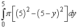 Pick the integral that represents a volume calculation by cylindrical shells that is equivalent to the following integral that represents a calculation of the same volume but by the method of washers.   A)    B)    C)    D)   