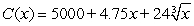 A certain producer determines that his cost function is   . Determine the average cost of producing 1500 units. Round answer to the nearest penny. A)  $5.38 B)  $6.16 C)  $7.10 D)  $8.27
