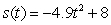 Use the position function   meters to find the velocity at time   seconds. A)  3.1 m/sec B)  -9.8 m/sec C)  -1.8 m/sec D)  -4.9 m/sec