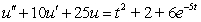 Determine the form of a particular solution of the equation.   A)    B)    C)    D)   