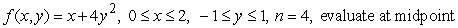Compute the Riemann sum for the given function and region, a partition with n equal-sized rectangles and the given evaluation rule.   A)  -8 B)  8 C)  0 D)  -36