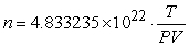  The number n of gas particles in a leak-tight container is approximately described by the equation   , where T is the temperature of the gas in kelvins (K) , P is the pressure of the gas in atmospheres (atm) , and V is the volume of the container in liters (L) . For a particular sample, an experimenter finds T = 296.6  \pm  0.01 K, P = 1.05  \pm  0.01 atm, and V = 1.302  \pm  0.002 L. Use a linear approximation to estimate the range of the computed value of n. A)  0 to   B)    to   C)    to   D)    to   