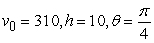 A projectile is fired with initial speed   feet per second from a height of h feet at an angle of   above the horizontal. Assuming that the only force acting on the object is gravity, find the maximum altitude. Round to the nearest tenth of a foot.   A)  760.8 ft B)  2133.5 ft C)  311.0 ft D)  3013.1 ft