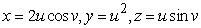 Which of the following is the graph of the given parametric surface?   A)    B)    C)    D)   