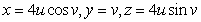 Which of the following is the graph of the given parametric surface?   A)    B)    C)    D)   
