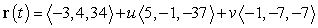 Find an equation in x, y, and z for the plane defined below.   A)    B)    C)    D)   