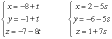 Determine if the lines are parallel, skew or intersect.   A)  parallel B)  skew C)  intersect