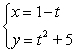 For the given parametric equations, find a corresponding x-y equation for the curve.   A)    B)    C)    D)   
