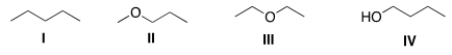 Which of the following compounds has the highest boiling point?   A)  I B)  II C)  III D)  IV