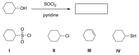 What is the product of the following reaction?   A)  I B)  II C)  III D)  IV