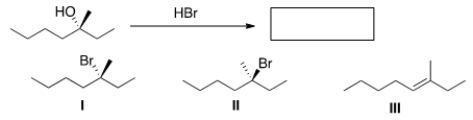 What is the major organic product(s)  obtained in the following reaction?   A)  I B)  II C)  III D)  I and II