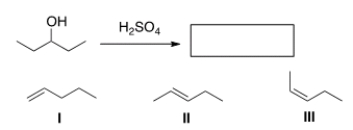 Determine the product(s)  of the following reaction.   A)  Only I B)  Only II C)  Only III D)  Only II and III