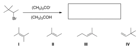 What is the major product of the following reaction?   A)  I B)  II C)  III D)  IV