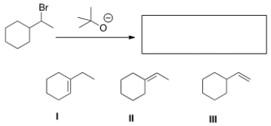 What is (are)  the elimination product(s)  of the following reaction?   A)  Only I B)  Only II C)  Only III D)  II and III