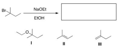 What is (are)  the elimination product(s)  of the following reaction?   A)  Only I B)  Only II C)  Only III D)  II and III