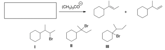What is (are)  the starting material(s)  in the reaction below?   A)  Only I B)  Only II C)  Only III D)  II and III