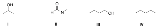 Which of the following is a polar aprotic solvent?   A)  I B)  II C)  III D)  IV