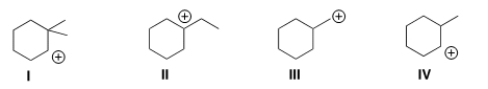 Which of the following carbocations is the most stable?   A)  I B)  II C)  III D)  IV