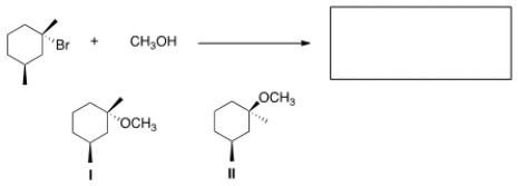 What is the product of the nucleophilic substitution reaction shown below?   A)  Only I B)  Only II C)  I and II D)  None